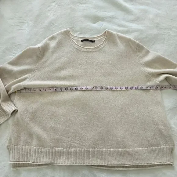 Jenni Kayne Wool Cashmere Sweater 3X Cream 3/4 Sleeve Oversized Quiet Luxury - Picture 2 of 7
